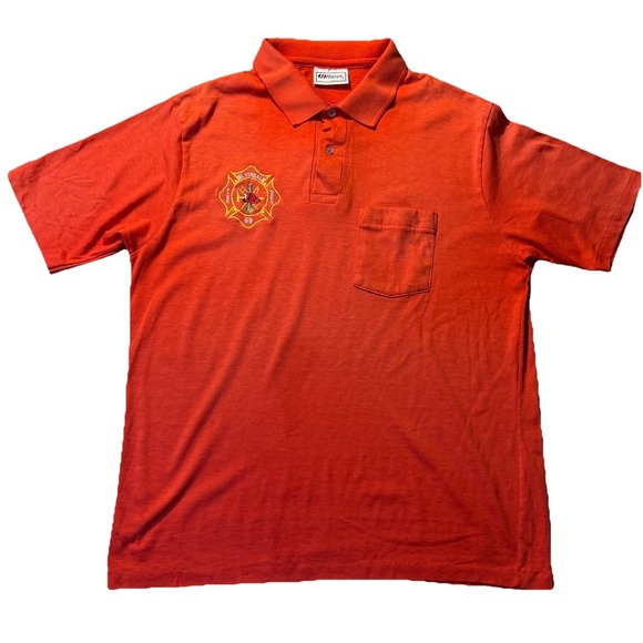 Hanes Other - Vintage Hanes Fire Dept Polo XL Red Silverdale FD Shirt